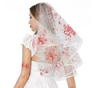 HTTDSLF Halloween Bloody Veil Gothic Blood Veil with Comb Dia de Los Muertos Masquerade Costume for Halloween Party Carnival Cosplay Accessories for Women and Girls