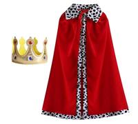 HTTDSLF King Costume Set, Prince Cloak and Crown Set for Prince Role Play, Queen Fancy Dress Cosplay, King Cape Royal Robe Nativity Halloween Stage Performance