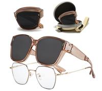 HTTDSLF Over Glasses for Glasses Wearers, Polarised Over Sunglasses Over Normal Glasses, Over Glasses, Sunglasses Over Glasses, Sun Over Glasses Women Men, UV400 Protection, Easy Driving, Fishing