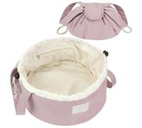 HTTDSLF Pink Drawstring Makeup Bag, Flat Lay Cosmetic Organizer, Travel Toiletry Bag, Magic Cosmetic Pouch, Lazy Drawstring Makeup Bag