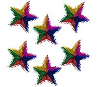 HTTDSLF Set of 6 Christmas Foil Hanging Decoration, Christmas Ceiling Decorations, 3D Star Snowflake Stars Ornament, Multi-Coloured, for Xmas New Year Festive