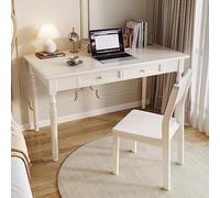 HTTGDGDH 100% Oak Solid Wood Home Office Desks Modern Furniture Simple Desk Work Table Home Office Desk Computer Desk With 2 Drawers,Wei?-40-Inch