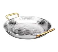 HTTGDGDH 304 Stainless Steel Spanish Paella Pan - Even Heat Distribution, Dual Handles, Non-Stick Bottom For Home Cooking, Parties,Silver,22Cm Tray,Silver-28Cm