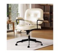 HTTGDGDH 360° Swivel Adjustable Leather Office Chair With Ergonomic Back & Armrests Height-Adjustable Task Chair For Home & Office,Beige-Height 82-90CM