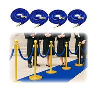 HTTGDGDH 4 Pack 2-13' Blue Velvet Stanchion Rope, Crowd Control Barrier Rope With Snap Hooks For Posts Stand Queue Divider Of Hotel Theater,1.7m/67In/5.6Ft