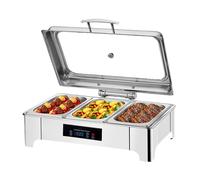 HTTGDGDH 400W Electric Chafing Dish, Buffet Servers Warmers With Led Display, Stainless Steel Hot Food Warmer For Commercial, Family Gathering, Outdoor Camping - Single/Double/Thr,grids