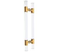 HTTGDGDH 60/80/100/120 Cm Long Glass Door Handle, Sliding Barn Gate Push Pull Bar for Kitchen/Shower Room/Garage, Acrylic Clear Crystal Finish, Double Side Mounted/Gold/120Cm/47.2(Gold-100Cm/39.4In)