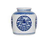 HTTGDGDH Antique Style Blue And White Porcelain Happiness Ceramic Covered Jar Vase, China Ming Style, Hand-Crafted,