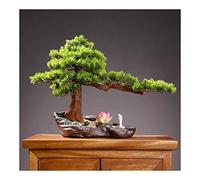 HTTGDGDH Artificial Bonsai Tree Indoor Artificial Bonsai Tree Faux Plants With Pink Lotus Sculpture Decoration, Potted Faux House Plants For Indoor Book Shelf Room Zen Decor Fake