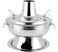 HTTGDGDH Authentic Chinese Copper Hot Pot - Traditional Beijing Charcoal Heated Soup Pot, 28Cm Brass Cookware For Delicious Family Meals, Essential Kitchen Tool,Silver-28cm