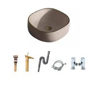HTTGDGDH Bathroom Sink Retro Light Luxury Gold Edge Wash Basin Household Ceramic Above Counter Basin Balcony Bathroom Wash Basin Bathroom Vessel Sinks