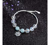 HTTGDGDH Bracelet Braceletsilver Friendship Bracelets,925 Silver Bracelet Sparkling Moonstone Snowflake Pendant Friendship Bracelets Adjustable Charm Lucky Fashion Jewelry Gift Fo