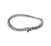 HTTGDGDH Bracelet Bracelettrendy 18K White Gold Full 4Mm Round Cut High Carbon Diamond Tennis Chain Bracelets For Women S925 Silver Jewelry Charm Bracelet(High Carbon Diamond-17Cm_18K)