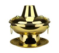 HTTGDGDH Chinese Copper Hot Pot, Pure Copper Thick Mongolian Cattle Hotpot, Split Design, Easy To Clean, Suitable For Family Gathering For Family/Friends, Parties,40Cm,34cm