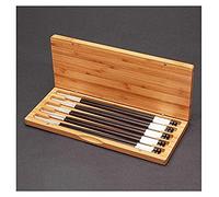 HTTGDGDH Chopsticks Set, 25Cm, Handmade Chinese Chopsticks, Bamboo Box Packaging, Suitable For Business Gift Boxes And Collections, Black, 10 Pairs,Black-5 pairs