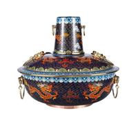 HTTGDGDH Cloisonne Copper Hot Pot Flat Bottom Household Enamel Old Beijing Copper Hot Pot Chinese Hot Pot For Family Dinners Restaurants Cooker,A-36Cm,