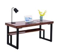 HTTGDGDH Computer Desk Industrial Style Solid Reclaimed Wood Desk, Game Table Writing Desk With Partitions And Metal Legs, Brown Luxury Office Furniture,Brown-120x60x75cm