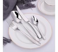 HTTGDGDH Cutlery Flatware Cutlery Set, 4/16/24/32/40/48 Pcs 304 Stainless Steel Table Knife, Fork And Spoon Creative Thickened Gold Handle Cutlery Set,Silver-40 Pieces for 10