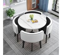 HTTGDGDH Dining Table Set For 4 With Chairs Round Conference Room Table Small Kitchen Table And Chairs Set Circle Dining Room Table 90X90X75Cm,A11,80X80X75Cm,A15-90x90x75cm