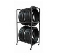HTTGDGDH Double Layer Mobile Tire Storage Rack With 4 Wheels, Garage Workshop Tire Holder And Display Shelf For Efficient Organization,L68*W45*H140CM