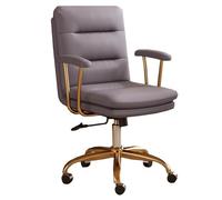 HTTGDGDH Ergonomic Gray Pu Leather Office Chair - Adjustable Mid Back Swivel Task Chair With Padded Armrests - Ideal For Home & Office Use Comfort & Style Combined,Grey