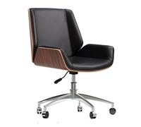 HTTGDGDH Ergonomic Office Chair With Wheels Adjustable Height Swivel Desk Chair With Armrests Mid Back Leather Task Chair For Home Office Black,Black