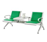 HTTGDGDH Ergonomic Upholstered Bench With Back And Middle Table For Airport, Bank, Office, Public Waiting Area - 2 Seat Bench,Green
