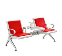 HTTGDGDH Ergonomic Upholstered Bench With Back And Middle Table For Airport, Bank, Office, Public Waiting Area - 2 Seat Bench,Red