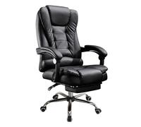 HTTGDGDH Executive Office Chair With Adjustable Footrest - Pu Leather Swivel Chair For Gaming Home Office & Task Work - Ergonomic Design In Classic Black For Study & Live Streamin,