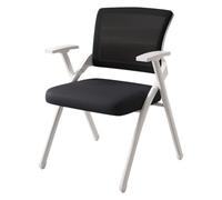 HTTGDGDH Folding Conference Room Chairs, Ergonomic Stacking Mesh Guest Chairs With Desk & Armrest For Office, School, Classroom - Space-Saving Design,Nero-Only chair