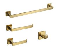 HTTGDGDH Golden Bathroom Hardware Set With Towel Bar Toilet Paper Holder Towel Rack Hook Soap Dish Toilet Brush Holder Stylish And Functional Accessories For Luxurious Bathrooms,4 Pcs Set