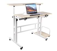 HTTGDGDH Height Adjustable Rolling Computer Desk Tilted Desktop Stand-Up Office Table Compact 80X60Cm Workstation For Home Office Mobile Sit-Stand Desk With 4 Wheels,Wei?er Ahorn-*60 * 67-115cm