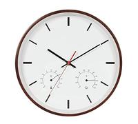 HTTGDGDH Kitchen Decor Household Wall Clock Wooden Quartz Clock Round Wall Clock Mute Living Room Clock With Temperature And Humidity Meter Creative Wall Watch Time Clock,A