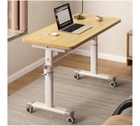 HTTGDGDH Manual Adjustable Desk Standing Desk Study Table Gaming Desks Movable Writing Table Computer Desks For Home, Office, Workstation; Multifunctional Bedside Table,Light Brown-100cm/39.37in