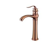 HTTGDGDH Modern Single Handle Bathroom Faucet Durable Brass Hot & Cold Mixer Tap For Kitchen & Bathroom Sleek Silver Design Tall Height Easy Installation,Rose Gold-Tall