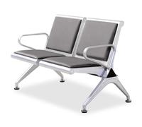 HTTGDGDH Office Reception Chairs Set Faux Leather 2-Seat Guest Sofa With Armrests Bench,Grey