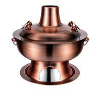 HTTGDGDH Old Beijing Copper Hot Pot,All Copper Thick Charcoal Heated Old Hot Pot, Mongolian Multi-Person Hot Pot, Suitable For Family Dinner And Outdoor Picnic,B-36Cm,