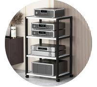 HTTGDGDH Printer Stand,Av Media Stand 2/3/4/5 Tier Audio Rack Cd Record Player Stand, Stereo Rack With Wheels, Movable Media Storage Cabinet For Home Theater,One Color-4Tier