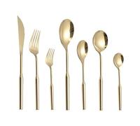 HTTGDGDH Silverware Flatware Cutlery Set, 304 Stainless Steel Tableware Set With Glossy Gold Cutlery, Forks And Spoons.Silver-8Set,Gold-8Set