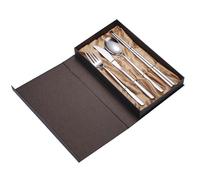 HTTGDGDH Silverware Flatware Cutlery Set, 4/16/24/32/40/48 Pcs 304 Stainless Steel Household Cutlery Knife, Fork, Spoon, Chopsticks Four-Piece Gift Box.Gold-10Set40Pcs,Silver-4Set16Pcs
