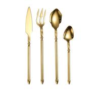 HTTGDGDH Silverware Flatware Cutlery Set, 4/16/24/32/40/48 Pieces 304 Stainless Steel Cutlery, Forks, Spoons, Hotel And Restaurant Home Steak Knives, Dessert Spoons,Gold-40 Pieces,Gold-16 Pieces