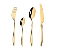 HTTGDGDH Silverware Flatware Cutlery Set, 4/16/24/32/40/48 Pieces 304 Stainless Steel Knife, Fork And Spoon Set 4-Piece Steak Knife Gold Tableware Hotel Home Tableware.Gold-12Set4,Gold-4Set16Pcs