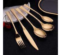 HTTGDGDH Silverware Flatware Cutlery Set, 5/20/30/40/50/60 Pcs Textured Handle Knife, Fork And Spoon Set 304 Stainless Steel Cutlery,Silver-60 Pieces For 12,Gold-40 Pieces for 8