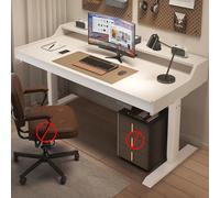 HTTGDGDH Sit Stand Desk, Adjustable Standing Desk With Three Storage Drawers And Storage Baffle, Stand Up Desk With 3 Preset Heights, For Home Office, Easy To Install,White-47.2in/120cm