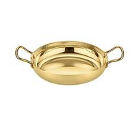 HTTGDGDH Spanish Paella Pan - Stainless Steel Skillet Cooking Pot, Non-Stick Surface, Riveted Handles, Dishwasher-Safe, For Home, Restaurant,Gold,36Cm Tray,Gold-28Cm