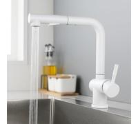 HTTGDGDH Stainless Steel Kitchen Faucet Modern Single Handle Pull Down Sprayer Easy Clean Design Versatile For Home And Restaurant Use Durable And Stylish,Blanc-A