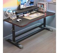 HTTGDGDH Standing Desk, Manual Adjustable Sit Stand Desk With Ergonomic Concave Tabletop, Computer Desk With Carbon Steel Table Legs, For Home, Office,Black-39.3in/100cm