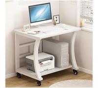 HTTGDGDH Standing Desk With Wheels, Computer Desk, Mobile Sofa Table With Printer Shelf, Modern Simple Style Laptop Desk, Office Desk For Corner, Home Office, Study,White+white-75cm/29.52in