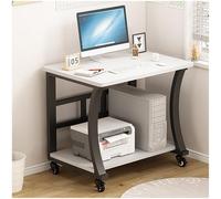 HTTGDGDH Standing Desk With Wheels, Computer Desk, Mobile Sofa Table With Printer Shelf, Modern Simple Style Laptop Desk, Office Desk For Corner, Home Office, Study,White+black-90cm/35.43in