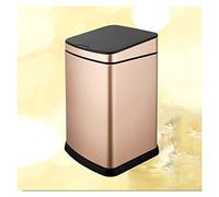 HTTGDGDH Trash Can Smart Home Electric Trash Cans Square Kitchen Trash Can With Lid Stainless Steel Induction Trash Can For Living Room Bathroom, 5 Colors Garbage Can,Champagne Gold-12L